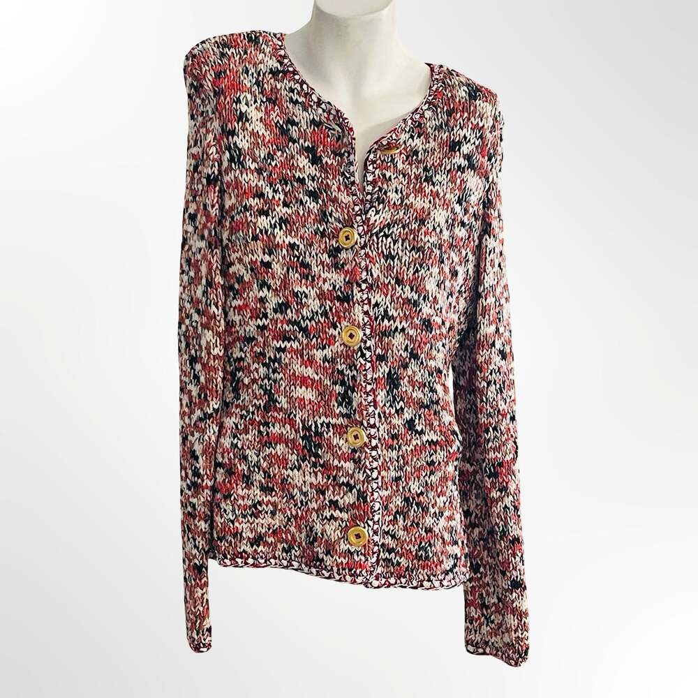Dunollie Looms Multi-Color Knit Button Cardigan - Picture 2 of 9